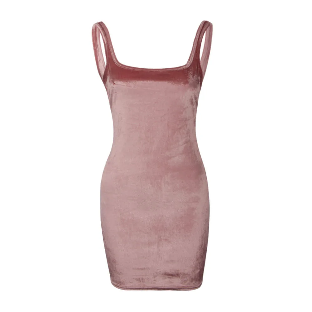 Новое Сексуальное Женское бархатное платье комбинация с открытой спиной