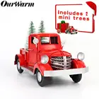 Красный металлический грузовик, рождественские подарки для детей, Рождественский Декор для стола, настольное украшение, винтажная модель грузовика с подвижными колесами