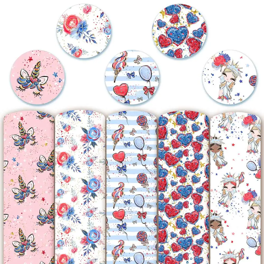 

Synthetic Leather Fabric PU Cartoon Ballon Lollipop Unicorn Flower Heart Sewing Bag Shoes Belt Gloves Sofa Making Home Textiles