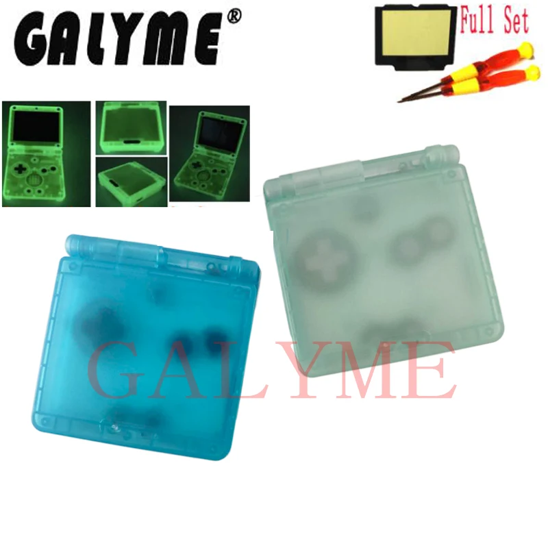 Прозрачный синий/зеленый Корпус для GBA SP светящийся в темноте световая крышка