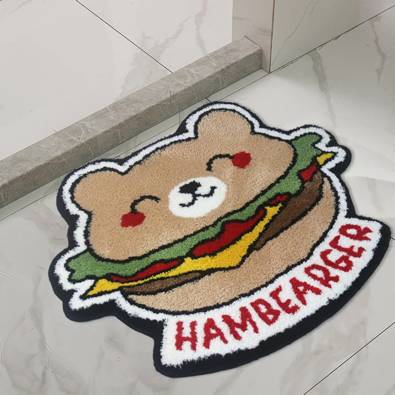 Коврик с принтом гамбургеров мягкий ворсистый впитывающий нескользящий