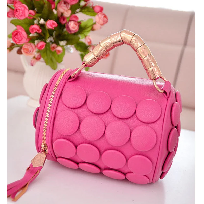 

Women's Boston Bags For 2020 Autumn And Winter New Female Tassel Button Designer PU Leather Shoulder Bucket Bag Crossbody Totes