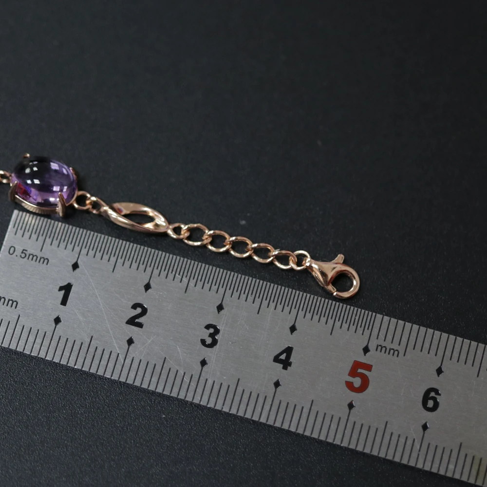 Аметист браслет натуральный драгоценный камень Овальный 7*9 мм с стерлингового