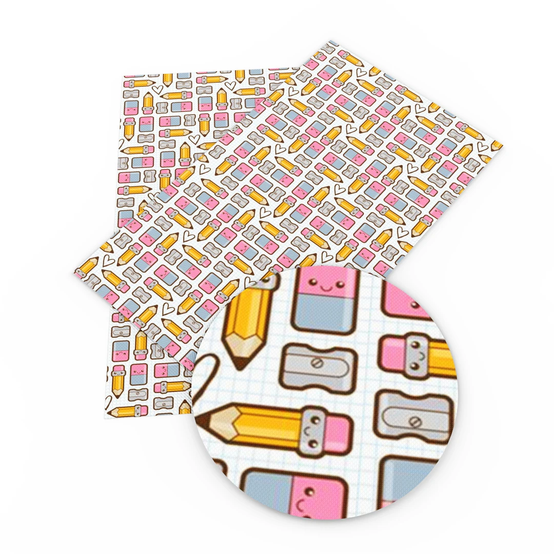 Лист из искусственной кожи с принтом назад в школу для изготовления бантов