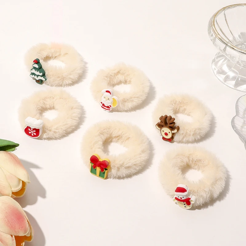 

Winter Christmas Scrunchie Rubber Band Kawaii Hair Fascinator Sweets Pompoms Coleteros Girls Hair Accessories For Pretty Toddler