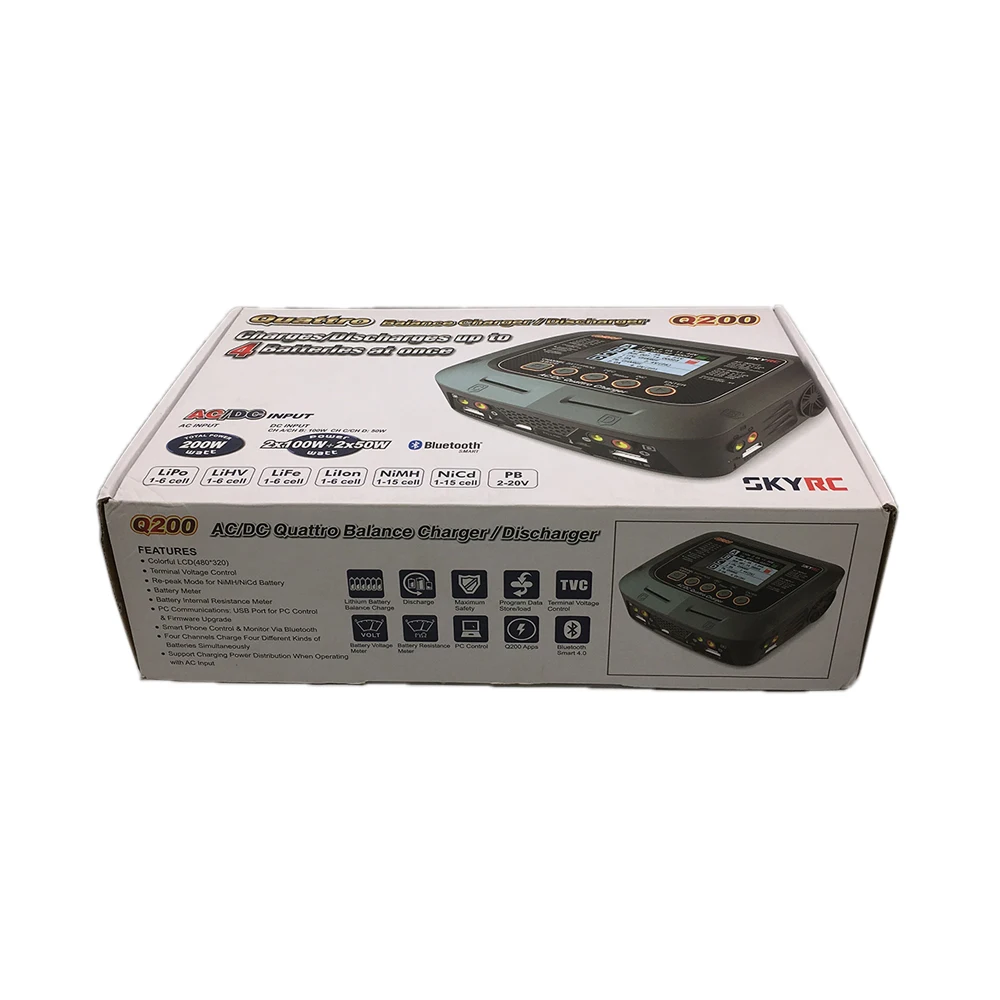SkyRC Q200 QUATTRO AC/DC 2X100 Вт 2X50 Вт Lipo батарея баланс зарядное устройство Dis зарядное устройство