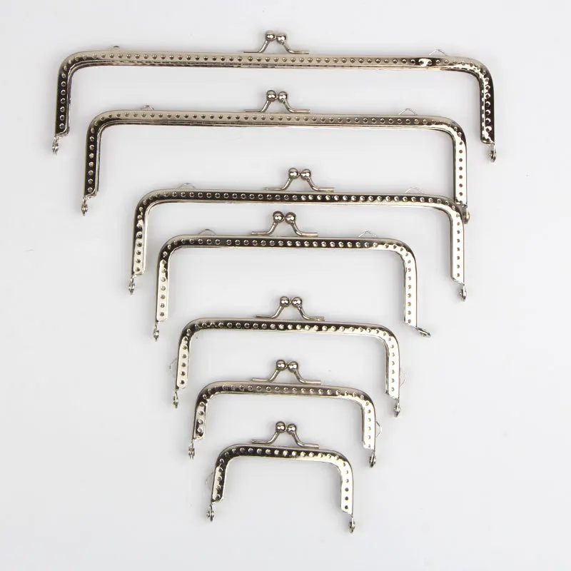 1Pc 6.5-20cm Coin Purse Frame Hanger Embossing Rectangle Metal Kiss Clasp Lock Accessories Frame Handle for Wallet Handbag Parts