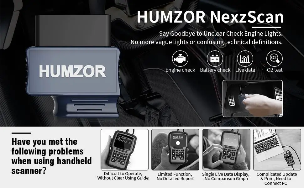 HUMZOR NEXZSCAN NL50 Bluetooth 4,2 Автосканер OBD2 сканер автомобильный считыватель кодов для Android и iOS системы obd 2 диагностический инструмент