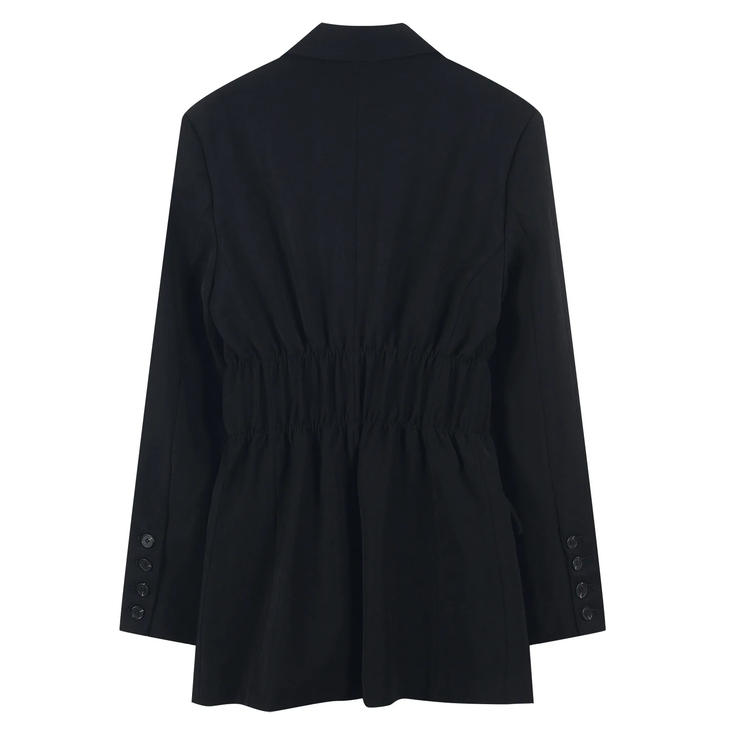 

[DEAT] Lapel Collar Long Sleeve Single Breasted Solid Black Elastic Waist Pleated Coat Mall Goth 2021 Spring New Fashion GX725