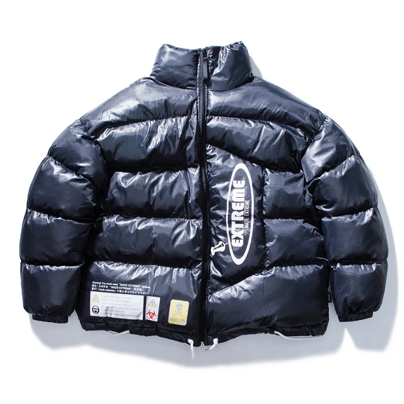 

Warning Label Glossy Reflective 2019 Winter New Tide Brand Original Men's Warm Coat Jacket Men and Women Packas