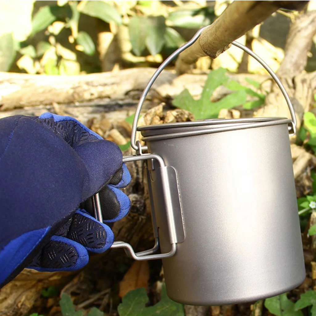 Легкий Титановый горшок для кемпинга с крышкой портативная чашка воды кружка