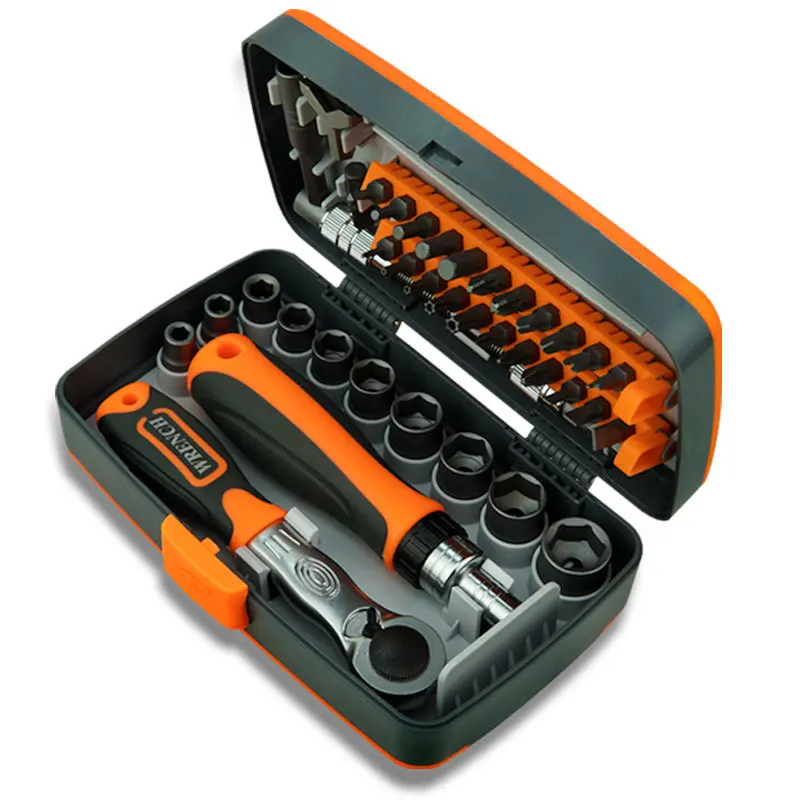 

38 in 1 Hand Tools Set Box Mini Screwdriver Bit Car Repair Tool Professional Socket Wrench Ratchets Combo Kit Multitool for Auto