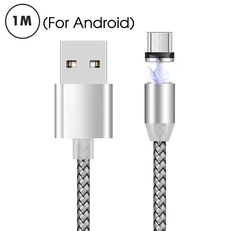 Магнитный кабель со светодиодной подсветкой и Micro USB 2 м магнитное зарядное