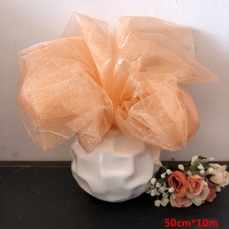 10 м разноцветная блестящая сетчатая пряжа Марля Снежная для DIY букет цветов