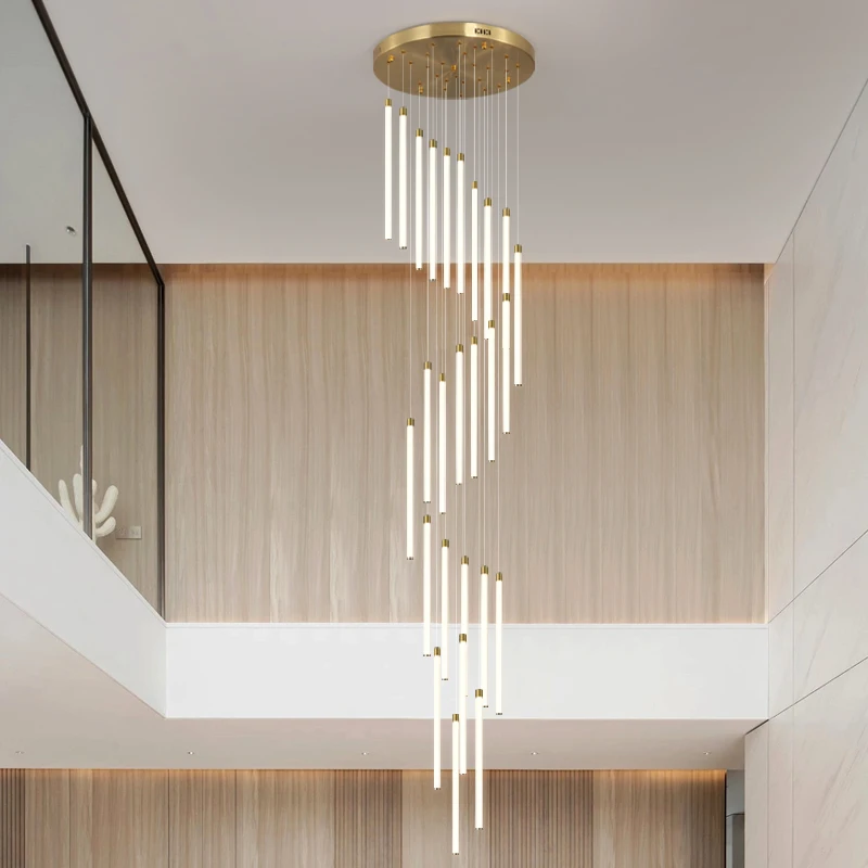 Fiyat Modern Led Avize Aydınlatma Salonu Döner Merdiven Asılı Lamba ışığı Yayan Gövde 360 Akrilik çatı Avizeler Fikstürü