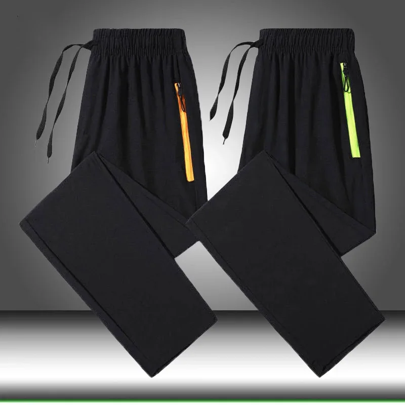 

Male Cool Casual Joggers Sweatpants Male Zipper Pants Summer Men Elastic Waist Pants Breathable Lightweight Quick Dry Trousers