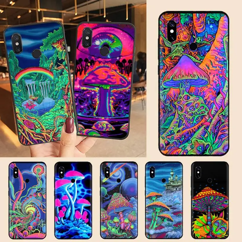 

Weird Trippy Mushroom Psychedelic Art Phone Case For Xiaomi Redmi note 7 8 9 11 t s 10 A pro lite funda shell coque cover