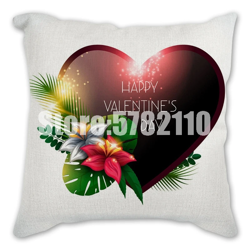 

Heart Love Red rose Print Decorative Cushions Pillowcase Polyester Cushion Cover Throw Pillow Sofa Pillowcover Cotton Linen