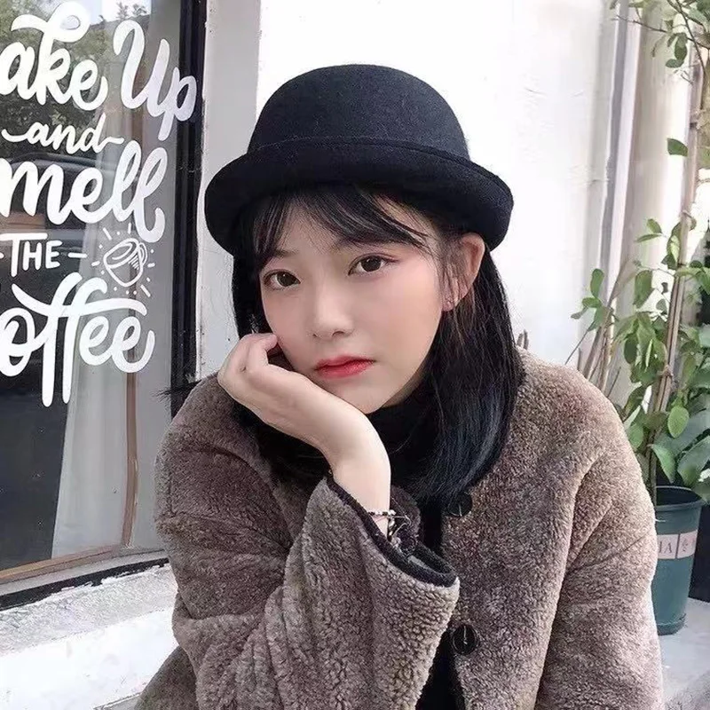 2020 Женская милая твидосветильник шерстяная овальная шляпа Ретро фетровая на