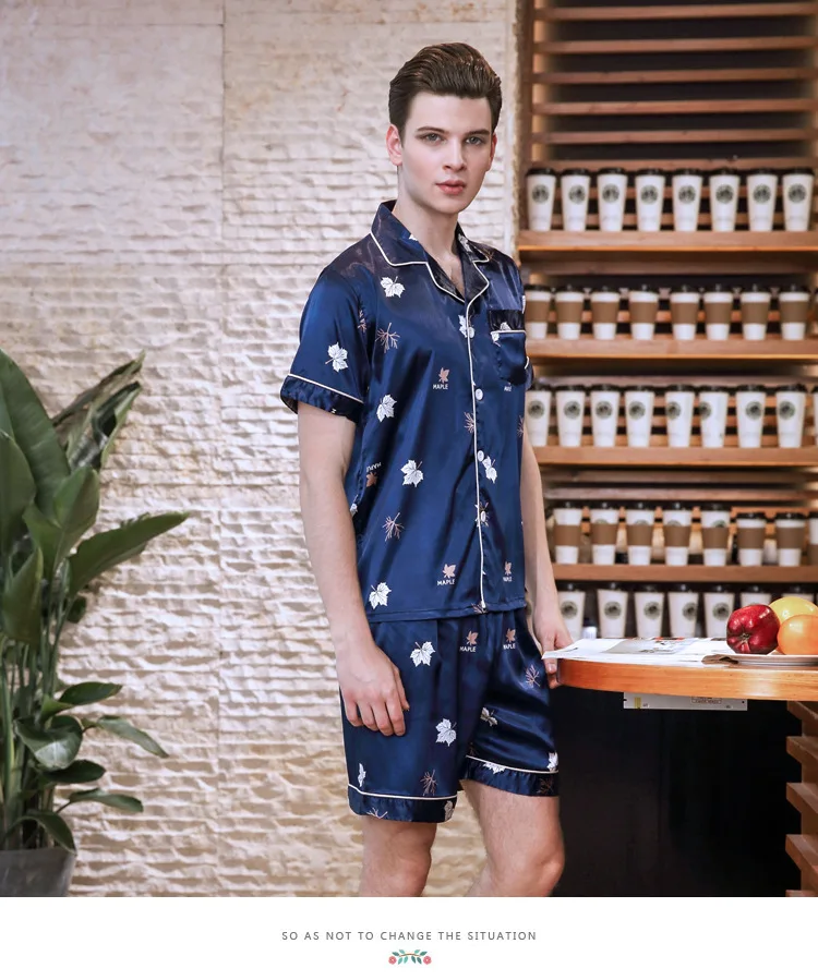 Мужской Шелковый Атласный пижамный комплект SAMWESTAR 2020 Мужская весенне летняя