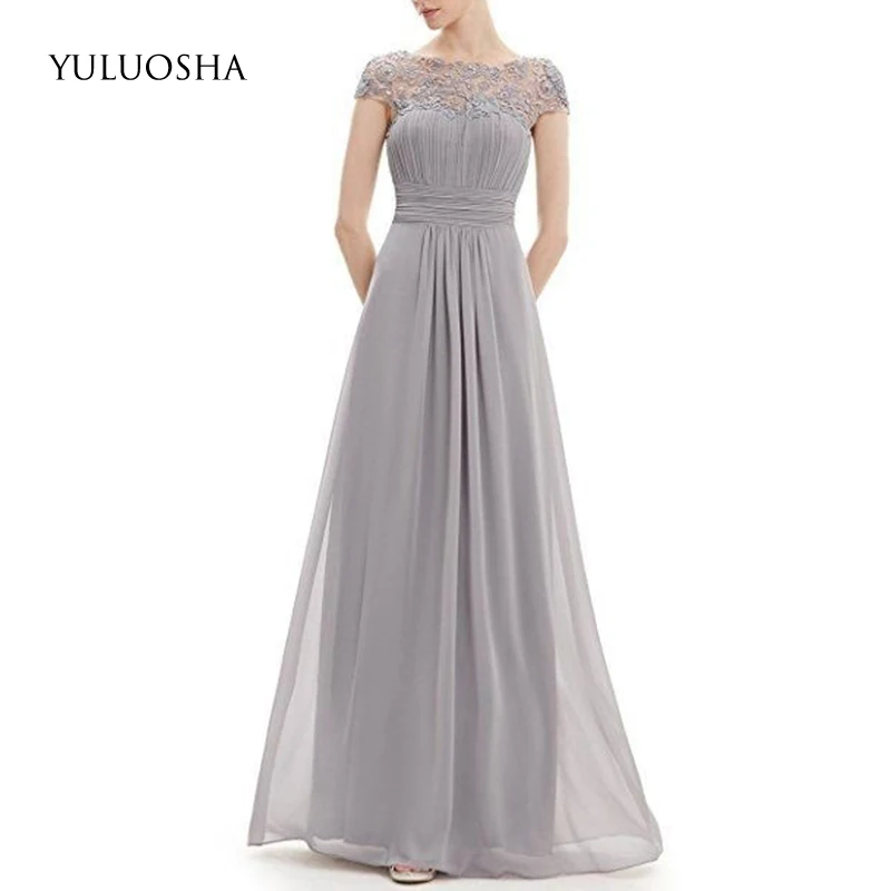 Женское кружевное платье YULUOSHA Длинное Элегантное Вечернее Платье с круглым