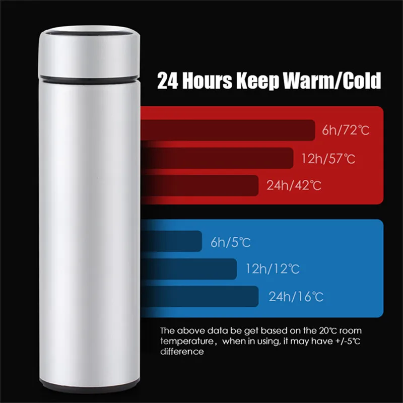 

Intelligent Stainless Steel Thermos Bottle Smart LCD Temperature Display Flask Water Bottle Tea Milk Coffee Travel Car Mug 500ML