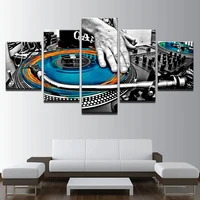 5 pieces hand plate dj music console instrument fabric paintings night club poster canvas wall art pictures home decor framework