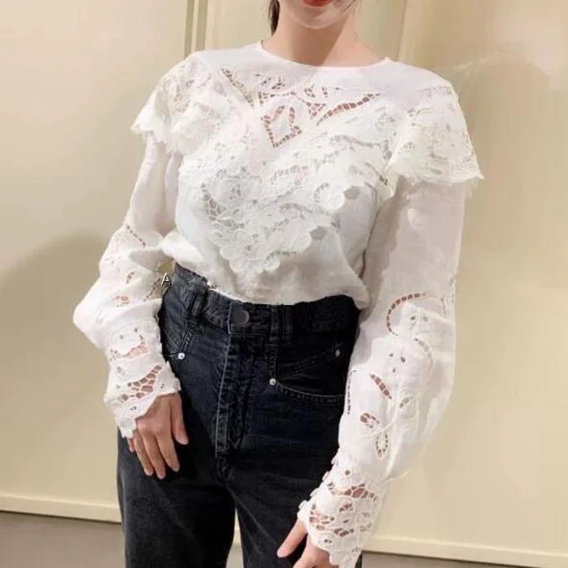 

2021 New Woman Black White Linen Shirts Blouses