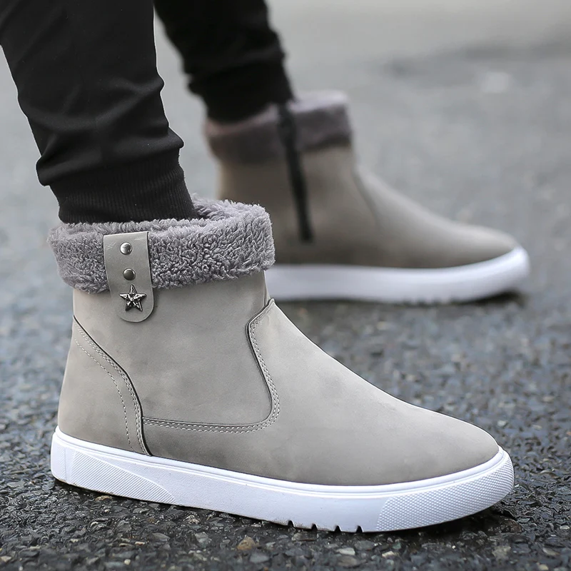 

Уличные мужские ботинки, модная зимняя обувь с высоким верхом, мужская повседневная обувь, сохраняющие тепло зимние ботинки из искусственн...