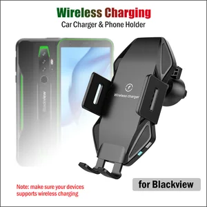 qi 10w fast car wireless charger for blackview bv9500 bv9800 bv9900 bv6800 bv9600 bv9700 pro plus automatic clamping car holder free global shipping