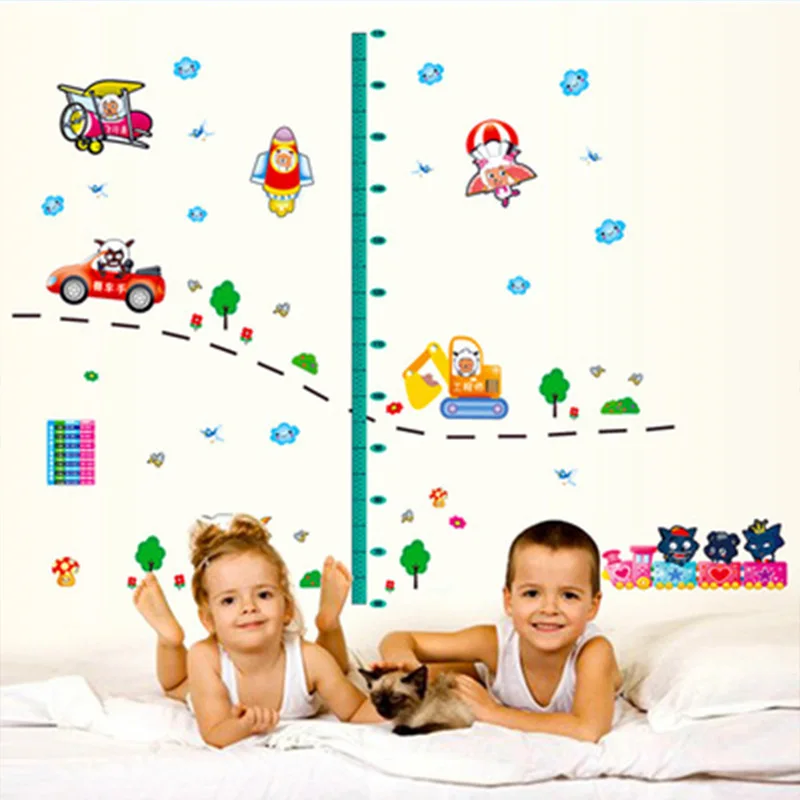 

Removable Cartoon Children's Bedroom Living Room Kindergarten Height Measuring Ruler Wall Sticker