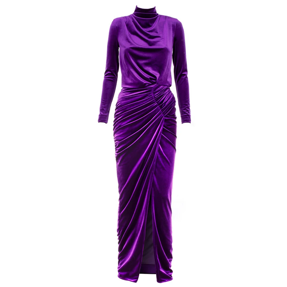 

2021 New Summer Dress Female Turtleneck Sexy Bodycon Elegant Club Celebrity Party Dress Hanging Velvet Dress Vestidos
