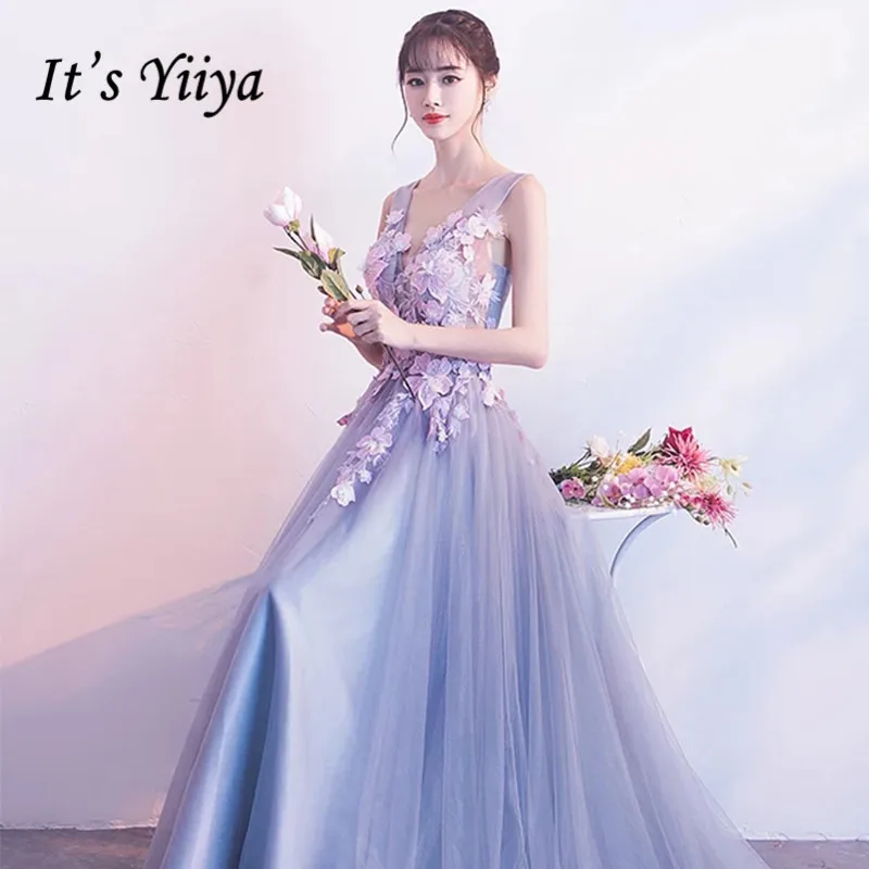 Вечерние платья с V образным вырезом It's Yiiya серые Роскошные Официальные