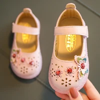 kids casual sandals girls princess shoes fashion solid color children hollow out leather shoes toddler baby new soft soled shoes