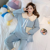 princess style pajamas set cute women spring autumn ladies kawaii style blue sailor moon print sleepwear homewear long sleeve