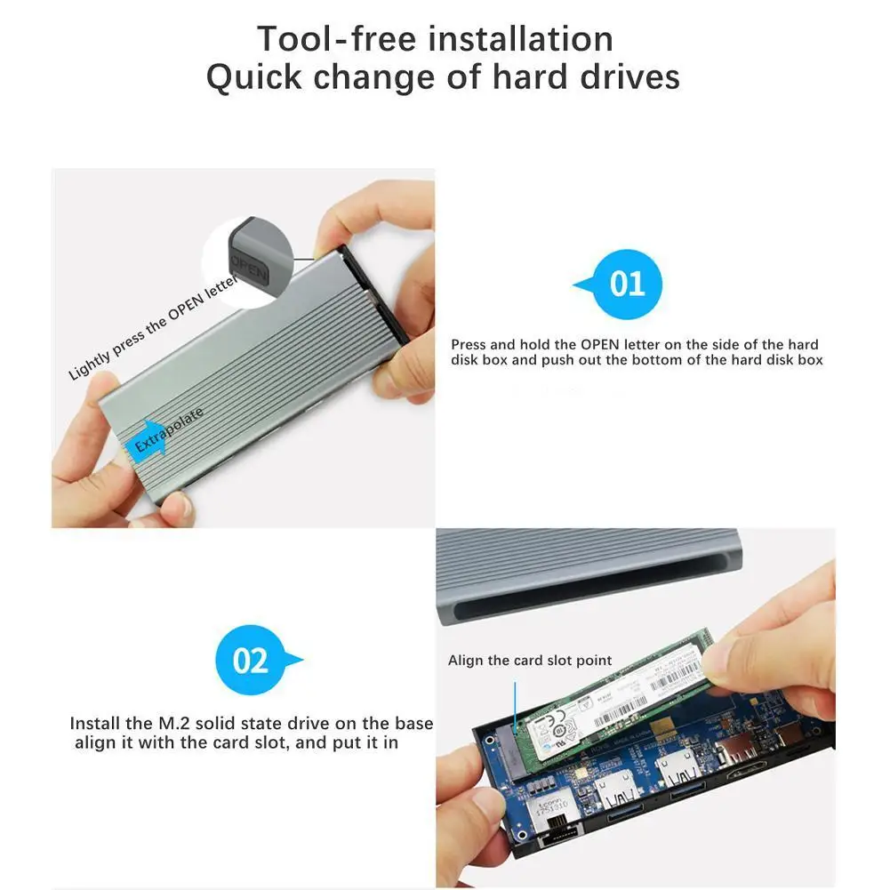 

USB C 3.1Hub PD Six-in-one Docking Station Rj45 LAN SSD Enclosure NGFF Hub Case Hard M.2 Adapter For Macbook NVME Drive Wit J0I7