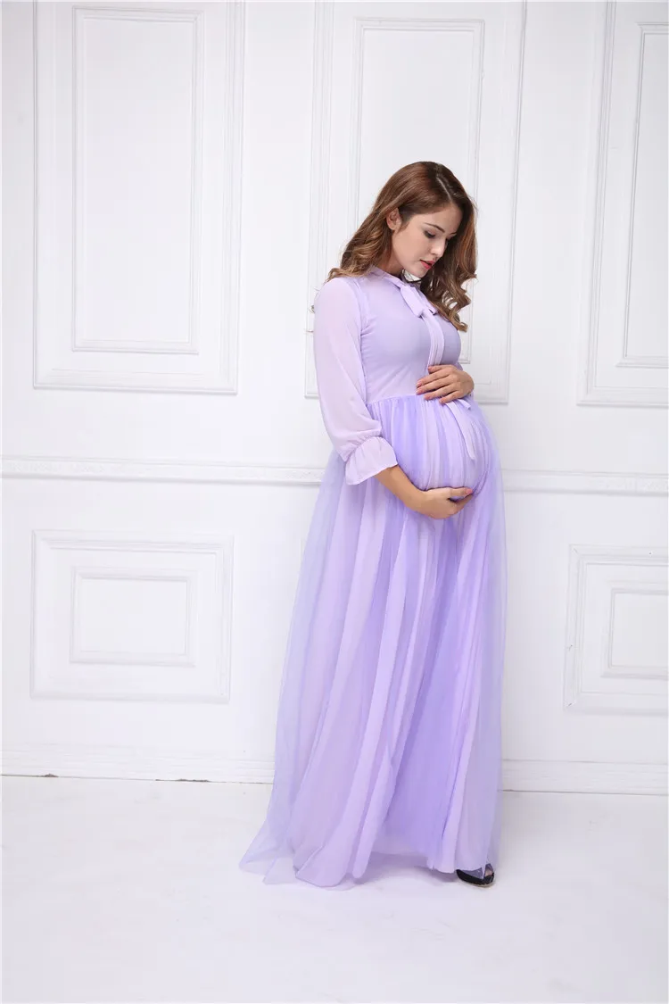 New maternity dresses for photo shoot pregnancy dress photography purple maternity gown Long dress Q1002