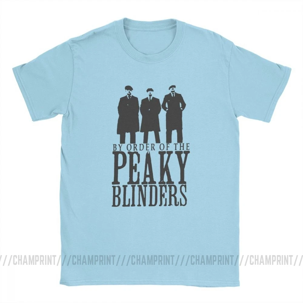 Peaky Blinders, Мужская футболка, Arthur Thomas, TOMMEE, Shelby, летние топы, короткий рукав, Повседневная футболка с круглым вырезом, хлопок, футболки размера плюс - Цвет: Небесно-голубой