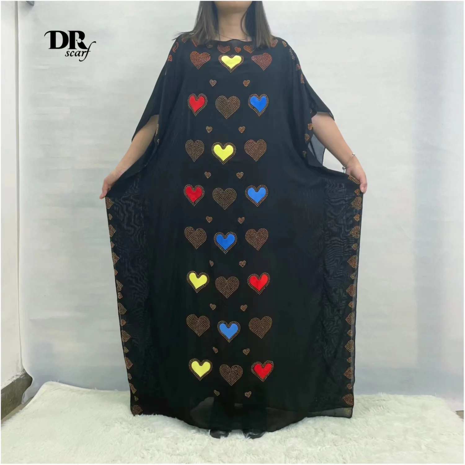 Модное Африканское платье Boubou Kafran Abaya с бриллиантами, новый дизайн, женское платье с коротким рукавом, свободное Макси-платье Дашики, большо...