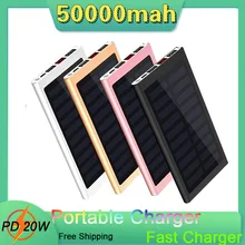 Solar Power Bank 50000mAh Portable Charger Fast Charging 2USB Digital Outdoor External Battery for X