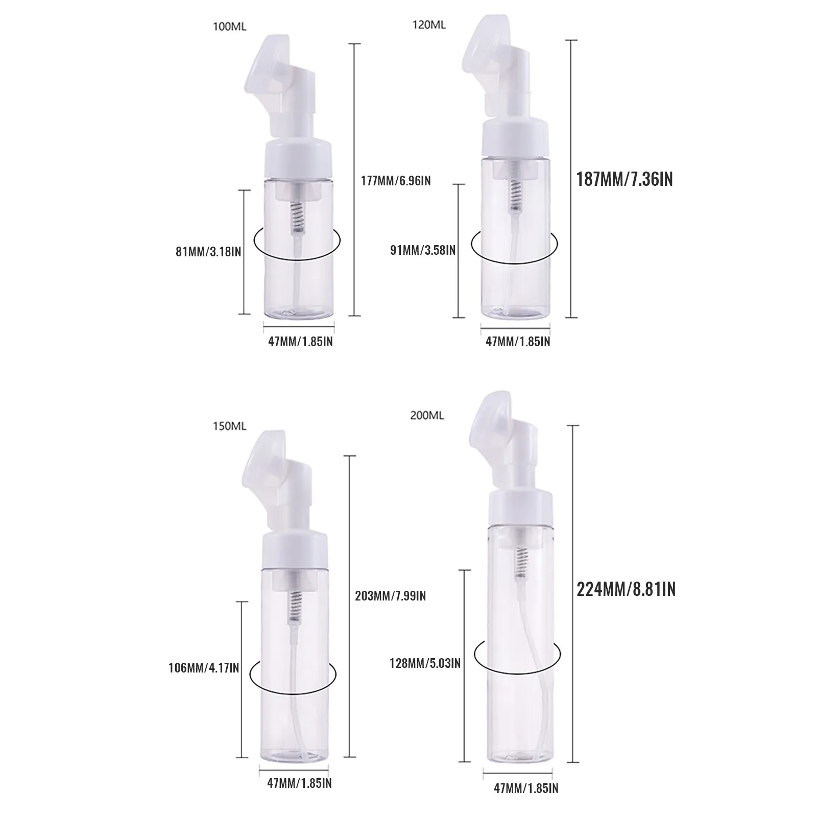 

100-200/ml Portable Foam Bottle Empty Pump Transparent Bottle Refill Lotion Lotion Dispenser Hot Koop Refillable Bottles#p4