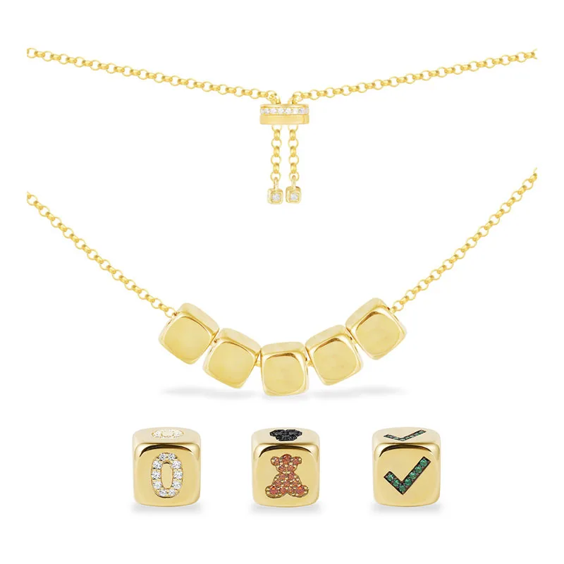 [DIY ожерелье] DIY Женская мода уникальное желтое золото Цвет циркон Начальная буква