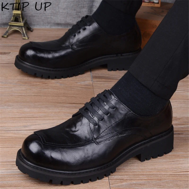 Мужские деловые повседневные кожаные туфли коричневые классические из