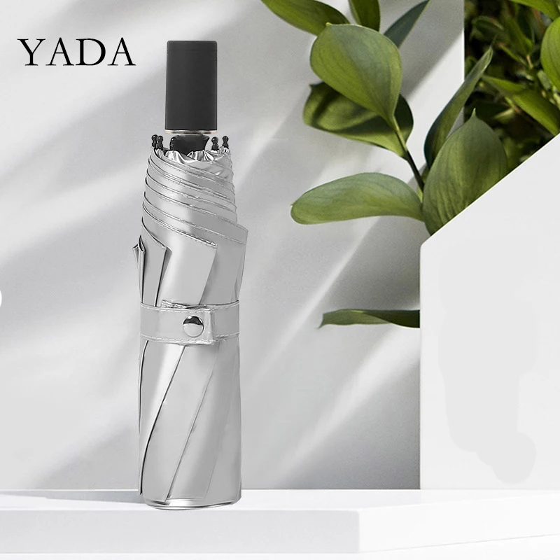 

YADA New Material Pure Business Fashion 3-Folding Umbrella Women UV Rainproof Umbrella Parasol Rain Sun Light Umbrella YD200204