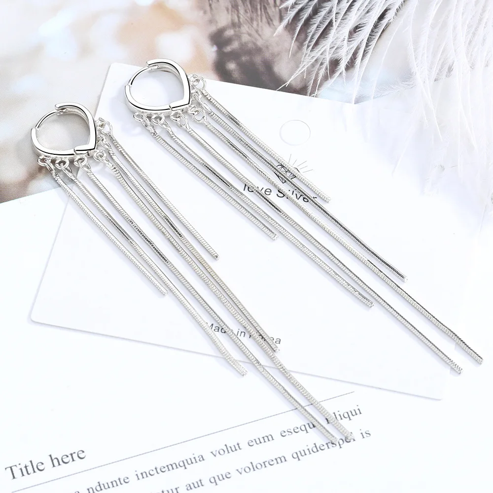 

New Arrival Long Tassel Earrings for Women Couples 925 Sterling Silver Terndy Charms Earring Wedding Jewelry eh815