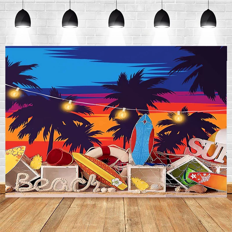

Mocsicka Baby Shower Photography Background Sunset Beach Electric Light Decoration Props Child Portrait Photo Backdrop Studio