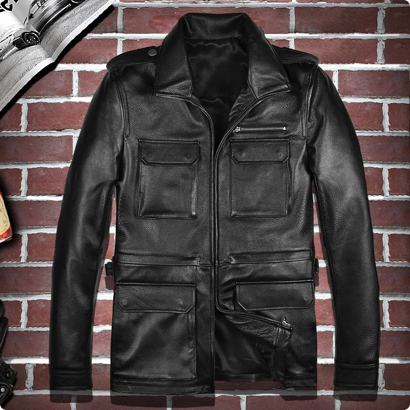 Мужская короткая мотоциклетная куртка байкерский жакет из 2020 натуральной