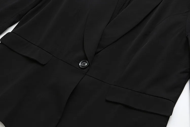 

Plus Size XL-5XL Women's V-neck Spring Summer Blazers Ladies' Black 3/4 Sleeve Officewear Outerwear