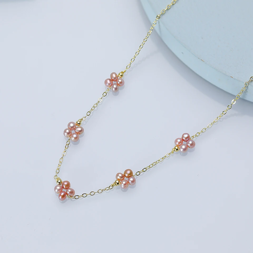 

Женский чокер из натурального пресноводного жемчуга, 3,5-4 мм, фиолетовый цвет, новый дизайн, ожерелье с золотые аксессуары