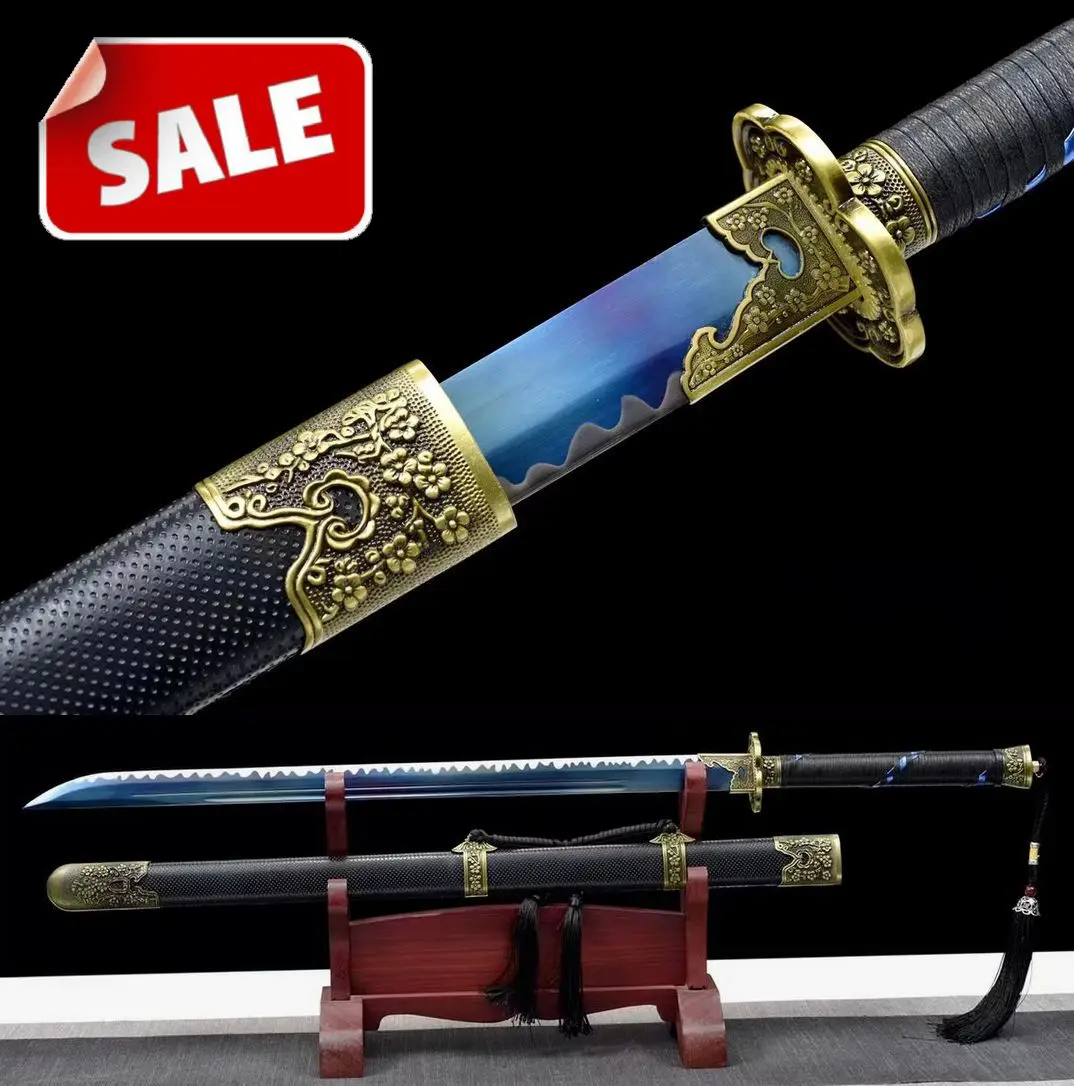 

Handmade Strong Chinese Wushu Sword Sharp High Manganese Steel Blade Kung Fu Saber Battle Ready Full Tang
